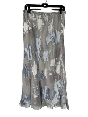 Jacques Vert floral maxi skirt silver, blue women's size 12
